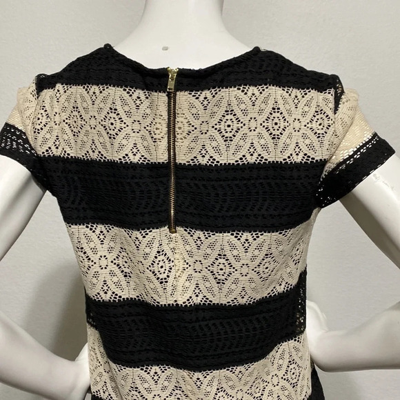 Maggy London Cream Black Striped Lace Sheath Dress - Picture 6 of 8
